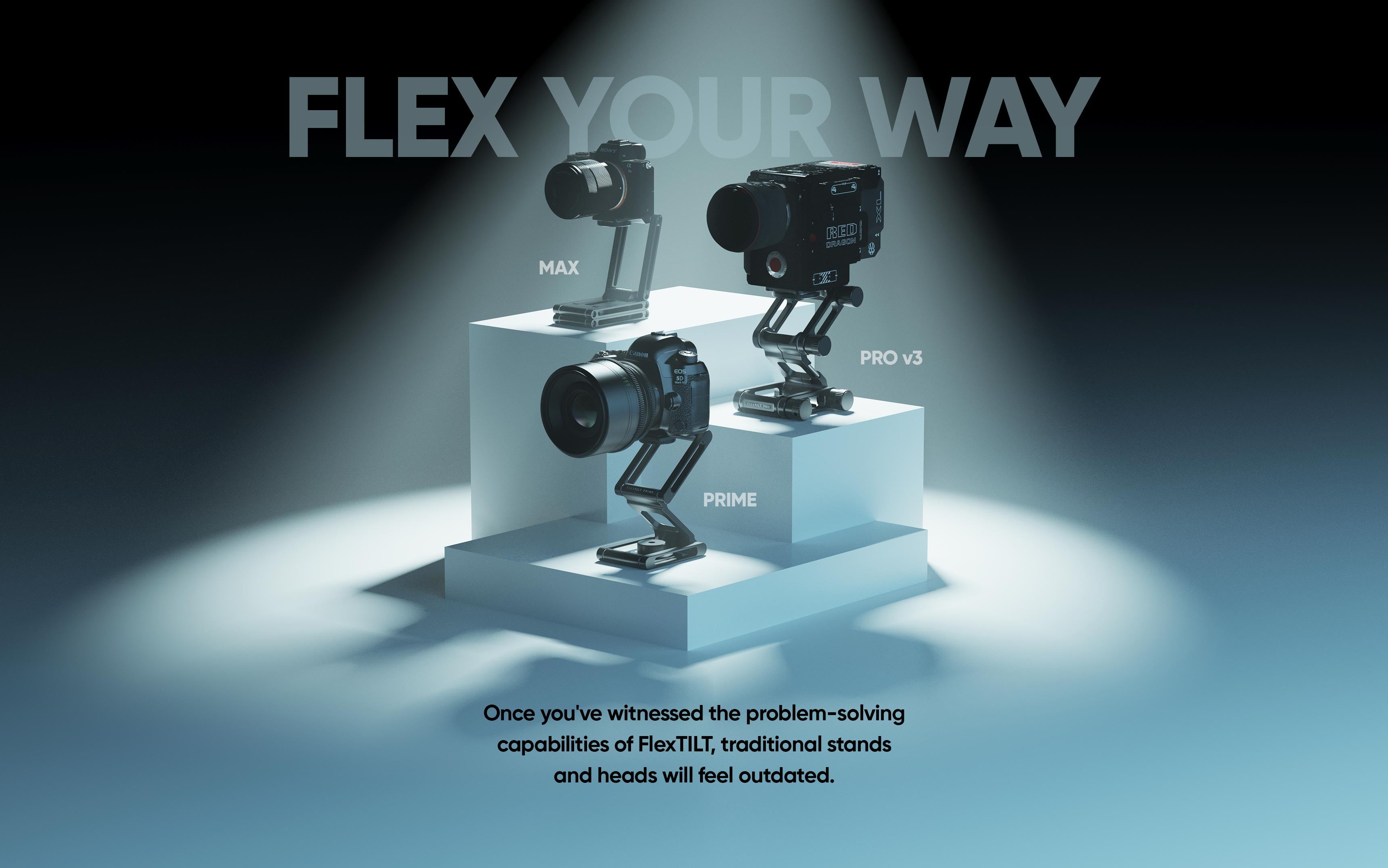 edelkrone FlexTILT PRIME, MAX and PRO v3 together